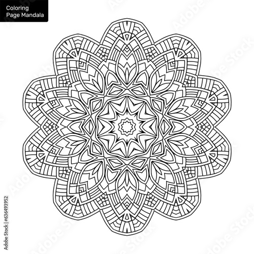 Outline mandala for coloring book. Clean Decorative round ornament. Oriental pattern, Vector illustration Coloring book page. Circular pattern in form of mandala for Henna, Mehndi, tattoo, decoration.