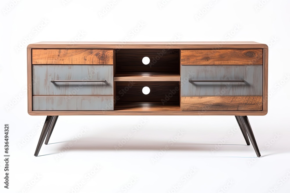 Wooden TV Cabinet Isolated On White