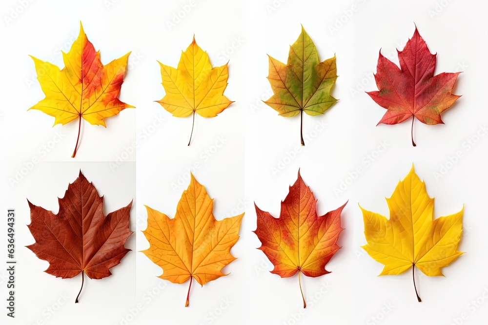 Set Autumn Leaves Isolated On White