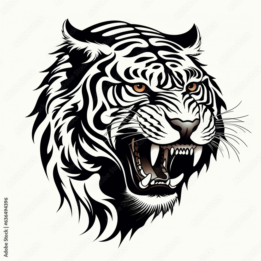 tiger head vector isolated on white 
