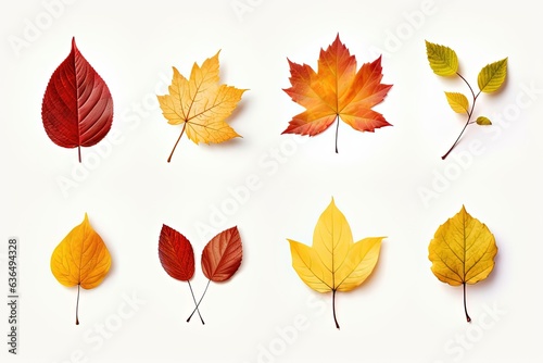 Set Autumn Leaves Isolated On White