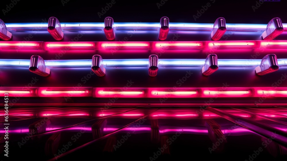 Neon lights in a repetitive pattern. Generative AI. Neon lights in a repetitive pattern. Generative AI.