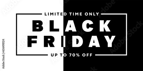 Vector illustration horizontal Black Friday Sale banner black and white background. Suitable for flyer, business, marketing, merchandise, promotion, shopping, web, social and fashion ads