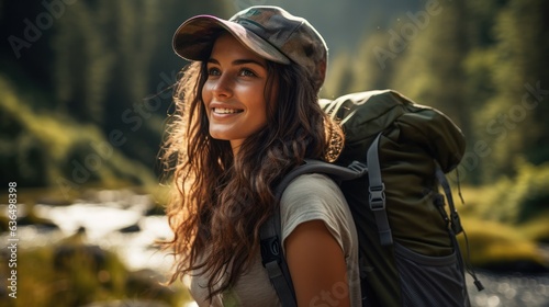 women wearing cap and backpack ready for adventure or travel