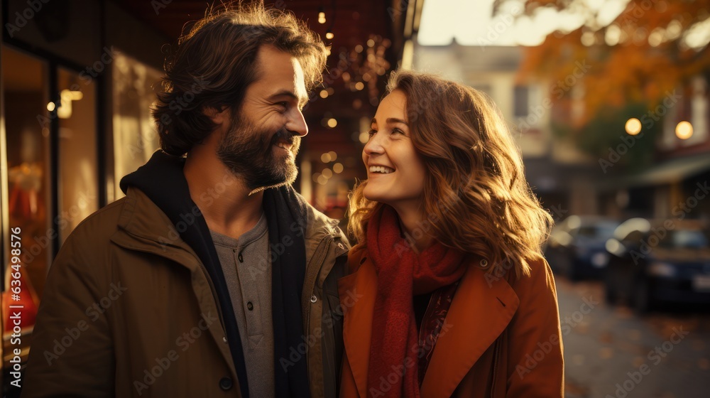 couple enjoying vacation in a countryside small town