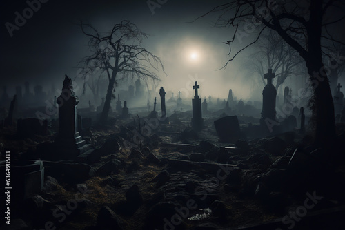 The Haunting Beauty of a Scary Night Cemetery