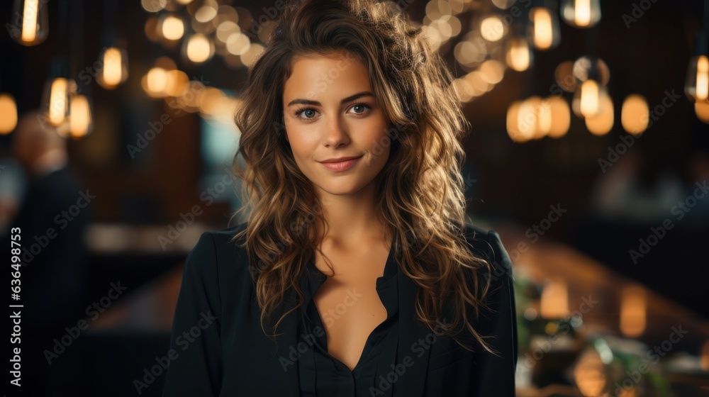 businesswomen looking at the camera with majestic smile waring black dress businesswomen looking at the camera with majestic smile waring black dress