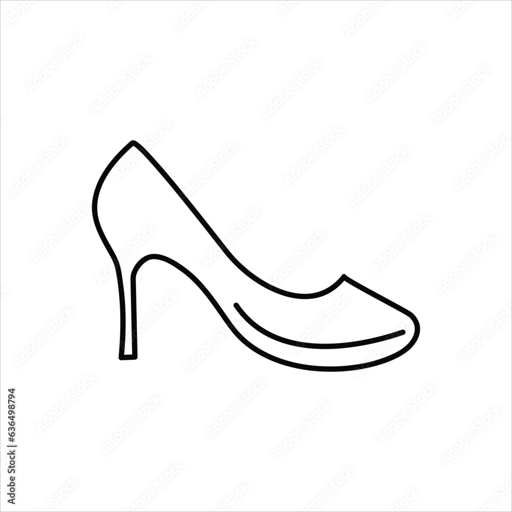 High heel shoe icon. Vector flat illustration on white background. High heel shoe icon. Vector flat illustration on white background.
