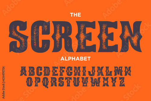 Vintage grunge alphabet design. Modern stylized font and number