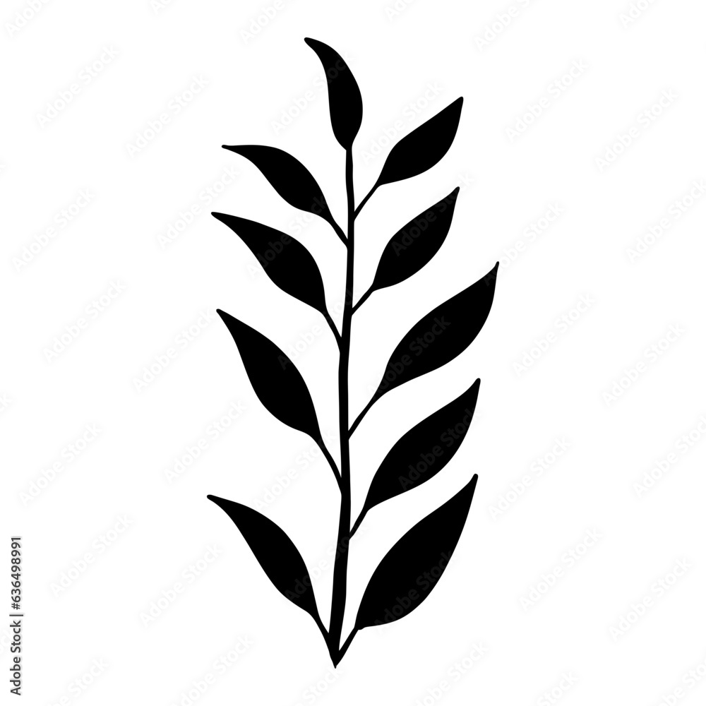  drawn tree branches with leaves vector illustration