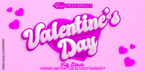 Pink Cute Heart Valentine's day Vector Editable Text Effect Template