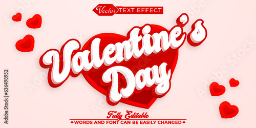 Red Cute Heart Valentine's day Vector Editable Text Effect Template