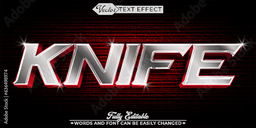 Red And Silver Shiny Knife Vector Editable Text Effect Template