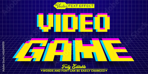 Arcade Video Game Vector Editable Text Effect Template