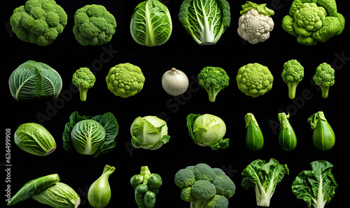 Green vegetables on a dark background