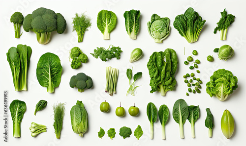 Green vegetables on a light background