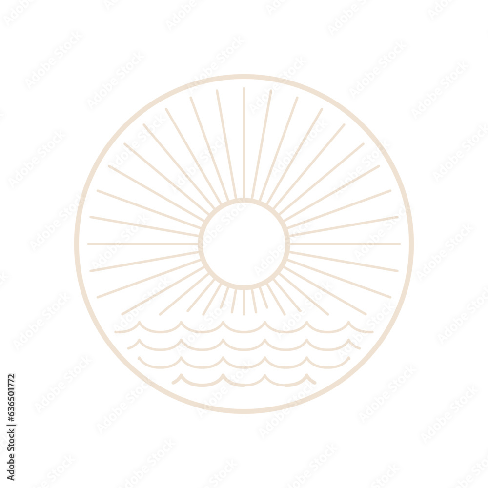 Sun Line Art Logo Design