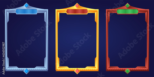 gold silver and ruby trading card color with medieval style for game and player photo