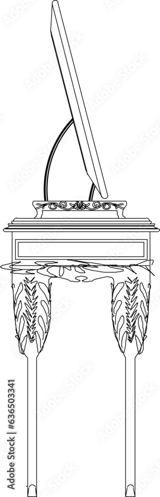 Fototapeta premium Sketch vector illustration of traditional ethnic vintage chinese dresser interior design