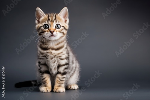 Cute happy playful cat or pet isolated on gray background