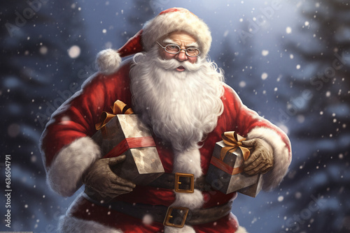 Photo of Santa Claus carrying Christmas gifts © Artroom