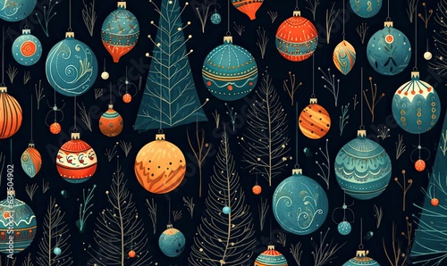 Christmas pattern background, Generative AI
