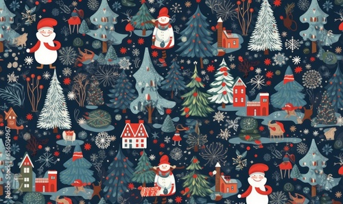 Christmas pattern background, Generative AI