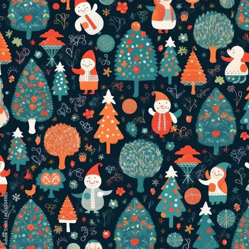 Christmas pattern background, Generative AI