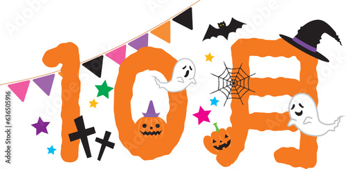ハロウィンモチーフを絡めた「10月」の装飾文字