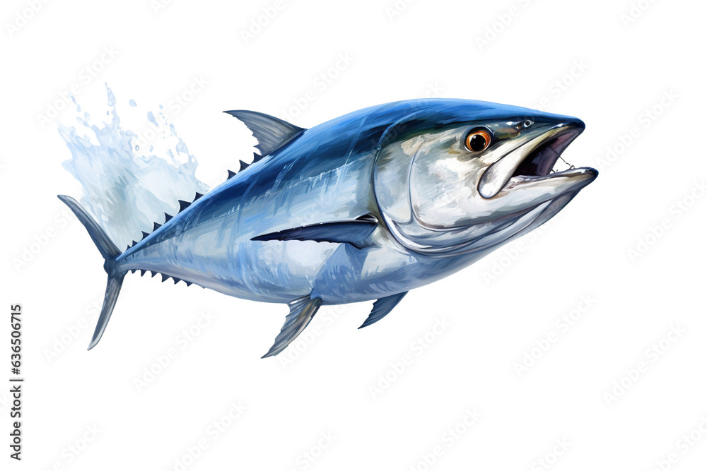 fresh Tuna fish jumping out of the water isolated PNG