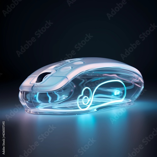 Transparent Computer Mouse is isolated.Character Design. Concept Art Characters. Book Illustration. Video Game Characters. Serious Digital Painting. CG Artwork Background. Generative AI.  © info@nextmars.com
