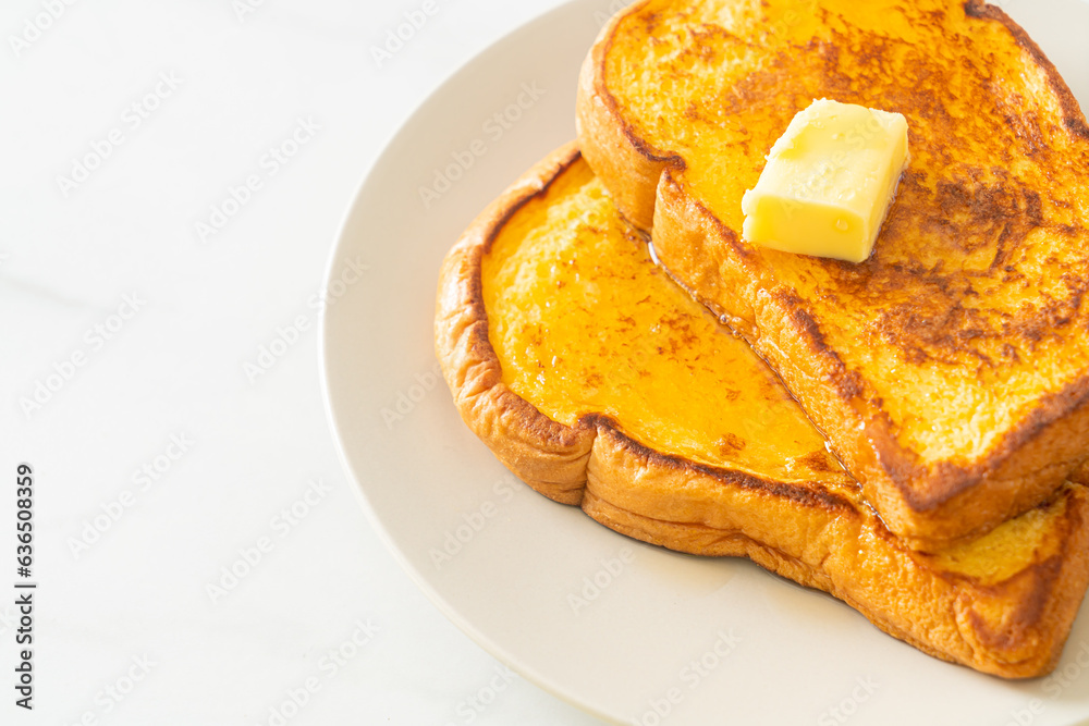French toasted with butter and honey French toasted with butter and honey