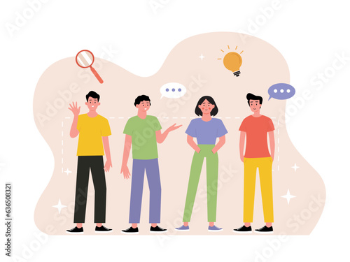 Communication vector illustration. Communication concept design illustration. Scenes with men and women in communication activities. Modern vector style illustration