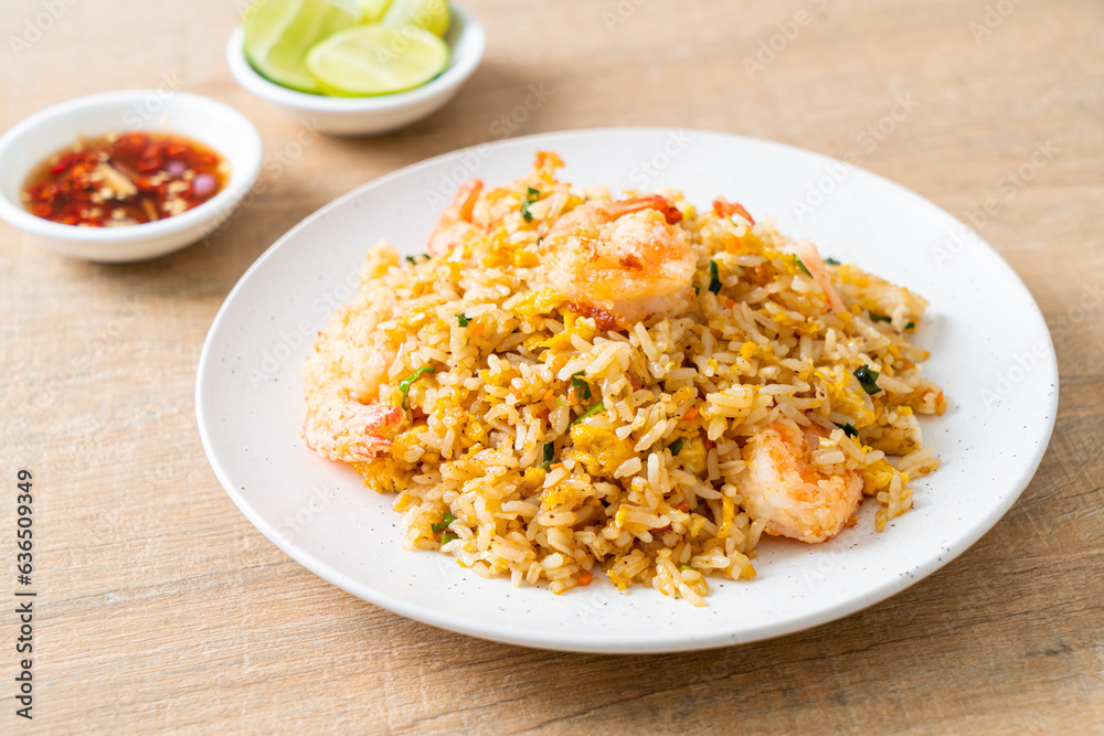 fried shrimps fried rice on plate