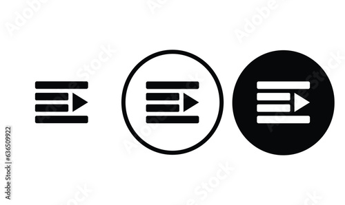 icon indent outdent black outline for web site design 
and mobile dark mode apps 
Vector illustration on a white background