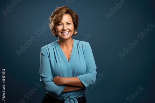 Professional Business Portrait on a Light Blue Backdrop: An Empowering and Commanding Image that Elevates Your Brand and Instills Confidence in Your Audience