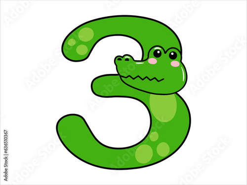 Crocodile Alphabet Number 3 Illustration