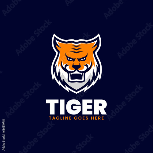 Vector Logo Illustration Tiger Simple Mascot Style. © Artnivora