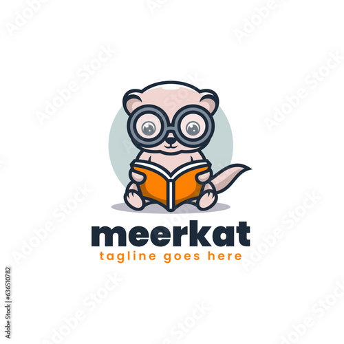 Vector Logo Illustration Meerkats Mascot Cartoon Style.