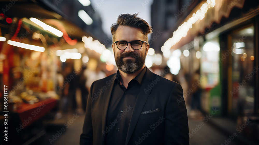 Obraz premium Portrait of Successful Middle Aged Businessman - Generative Ai 