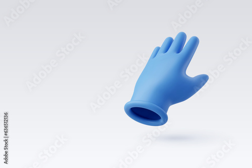 3d Vector Blue medical glove, Protection personal medical equipment, Healthcare and medical concept.