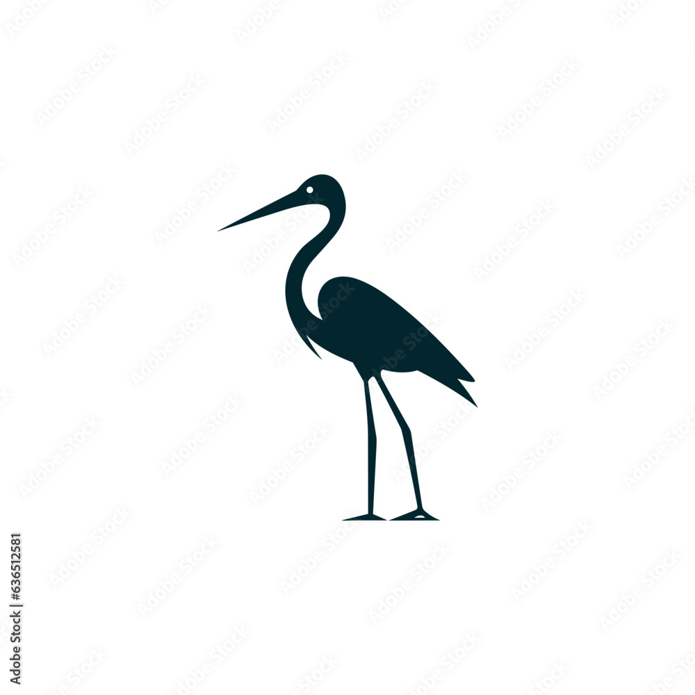Obraz premium Simple Cute Stork Bird Icon