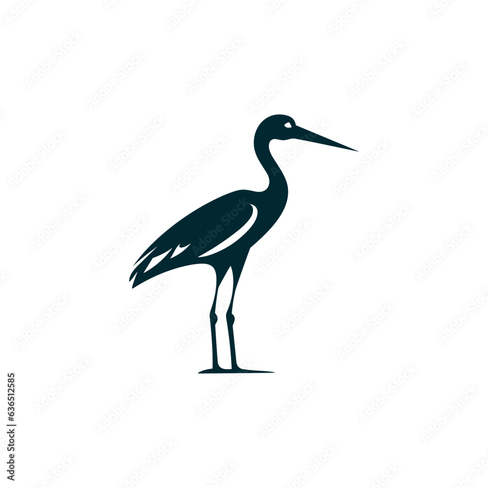 Obraz premium Simple Cute Stork Bird Icon
