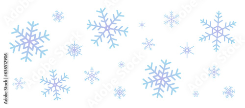 淡い青色のグラデーションの雪の結晶の壁紙　パターン　背景イラスト　ベクター素材	