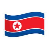 Fluttering North Korean flag. Vector.