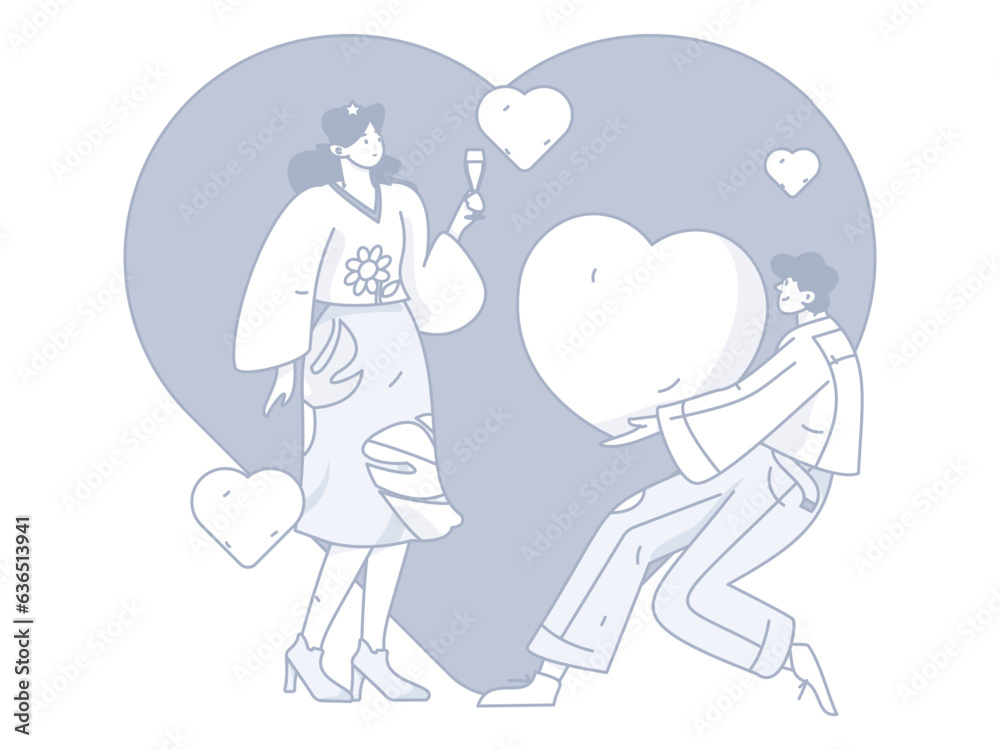 Happy Valentine's Day flat character vector concept operation hand drawn illustration
Happy Valentine's Day flat character vector concept operation hand drawn illustration