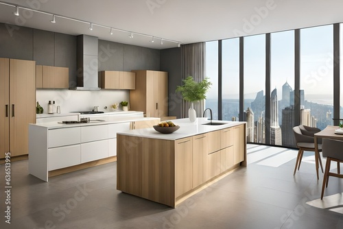 Interior of modern kitchen in penthouse