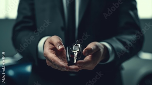 businessman handover the car keys 
