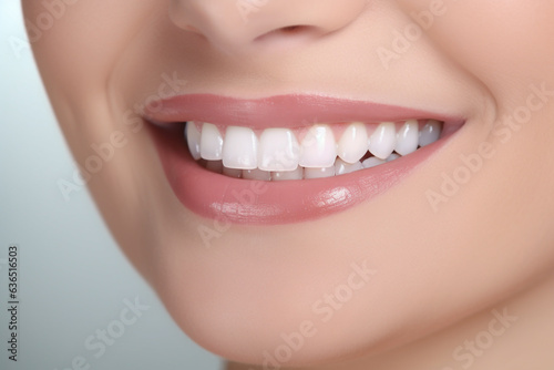 a female face. beautiful cute smile with very clean perfect teeth Generative AI