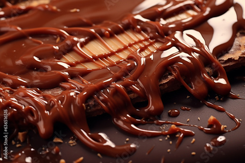 a flowing melted chocolate with nuts Generative AI
